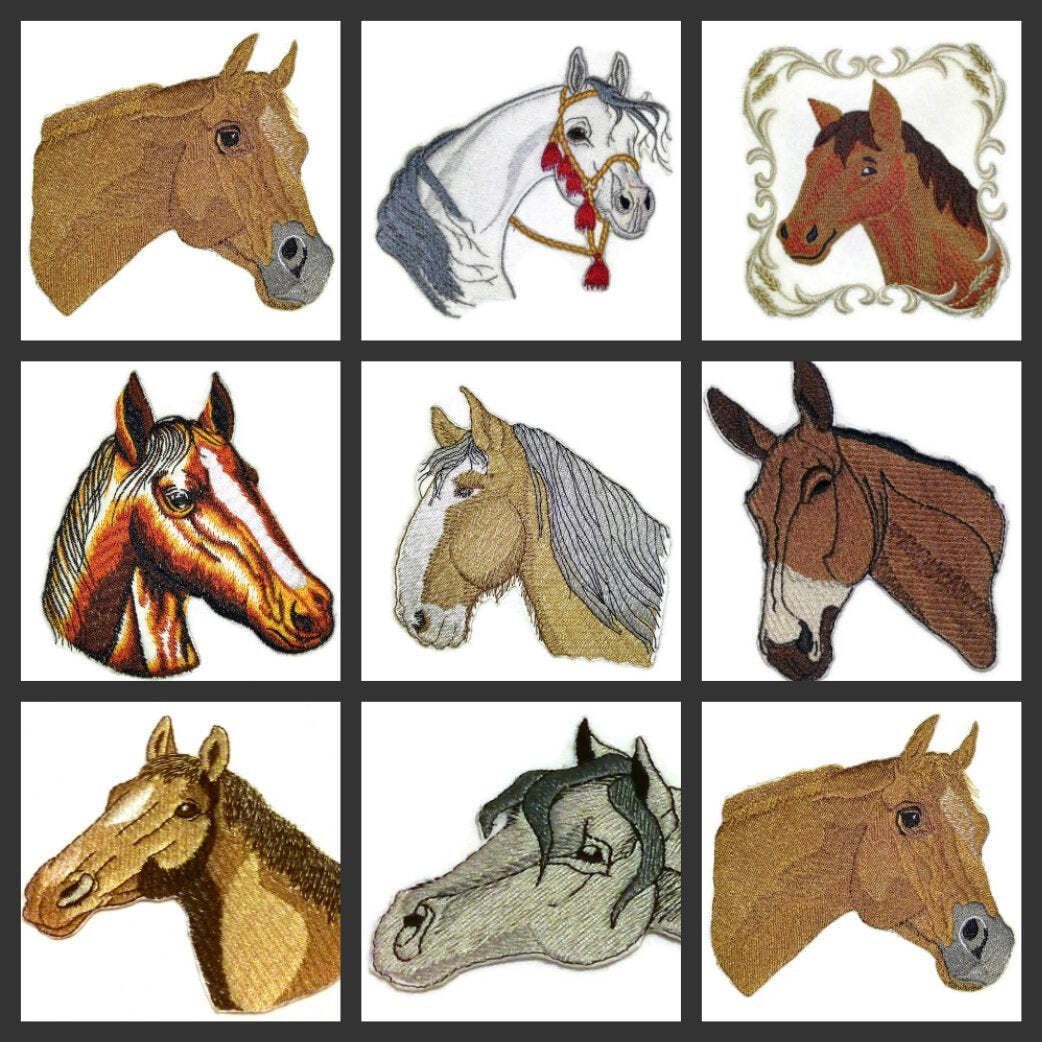 BeyondVision Custom and Unique Horse Face [Horse Face with Frame ] Embroidered Iron On/Sew Patch [4" x4.5"] Made in USA