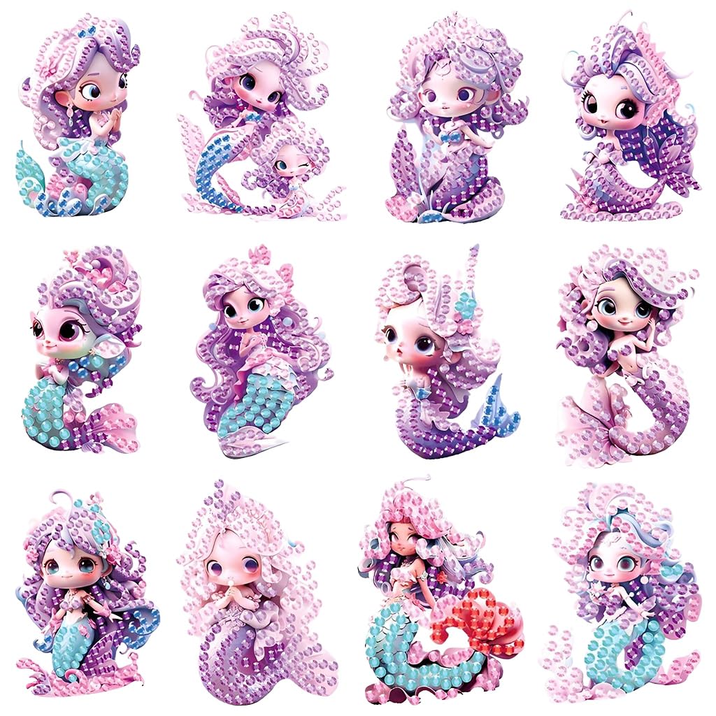 PATPAT® Kawaii Diamond Art Stickers,12 Pcs Purple Mermaid Princess Gem Art Diamond Art Art Stickers Kits (B0D11BK19Y) Amazon Price History, Amazon Price Tracker