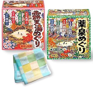 Japanese Hot Spring Bath Powders Assortment Pack (36 Packets,8 types, 30g Each) - Multiple of Scents Bath Salts for Relaxation, Aromatherapy, Muscle Pain - Includes mussor original Towel