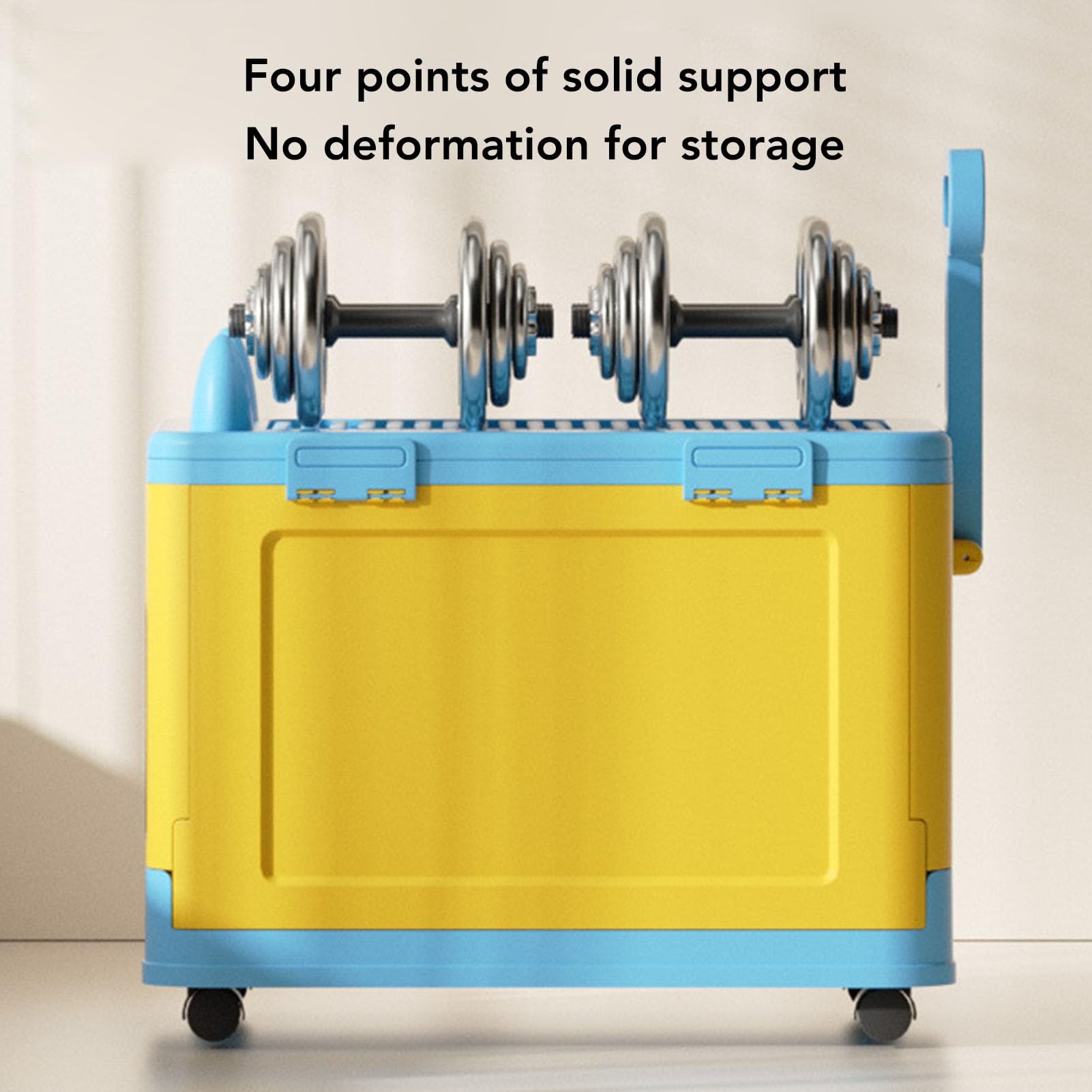 Caja de Juguetes con Ruedas, Palanca de Almacenamiento de Juguetes Tapa de Piedra Plegable para Niños para Niños (azul amarillo)