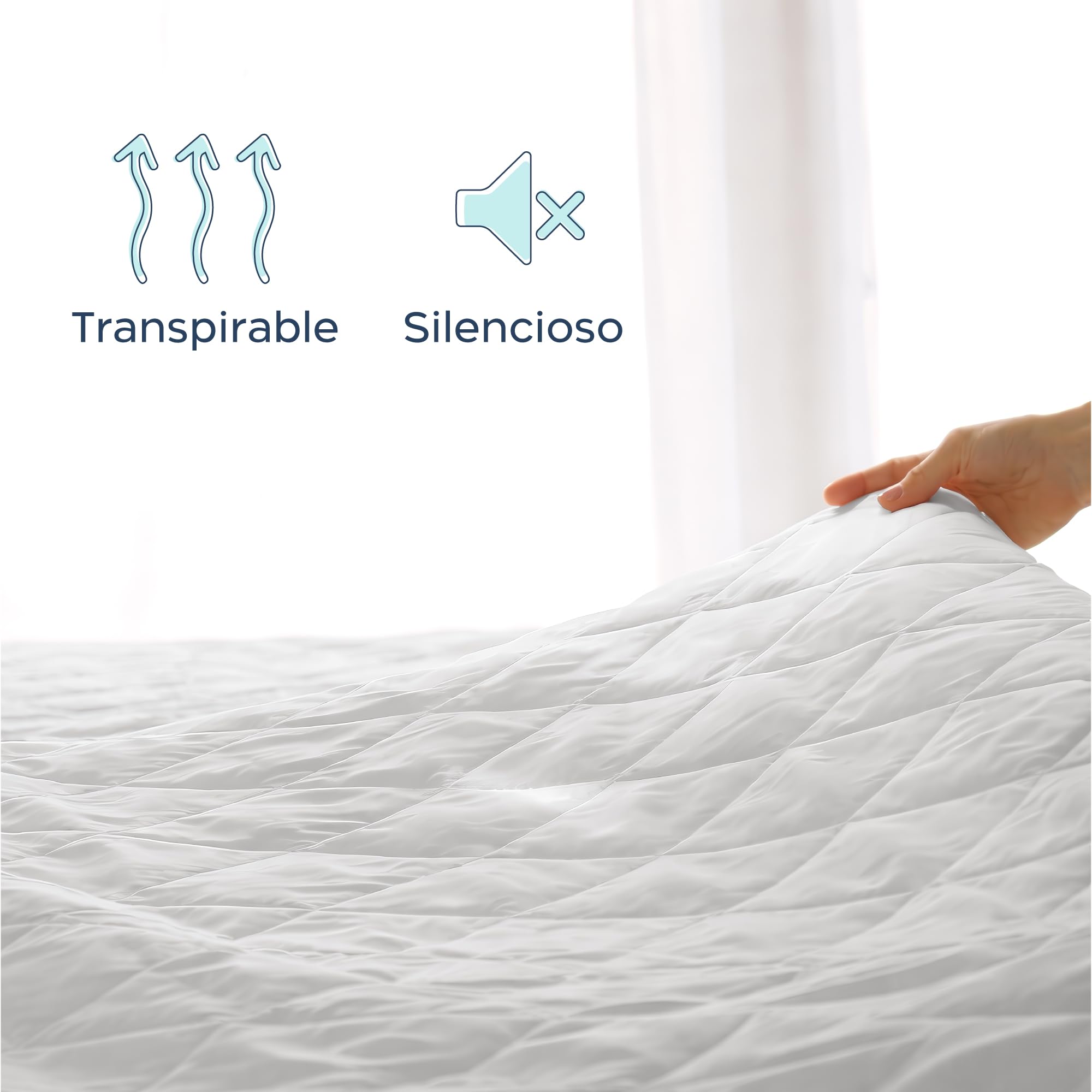 Twinzen Protector Colchon 180x200 cm Acolchado - Cubre Colchon con Goma Elástica en el Contorno, Solapa de hasta 40 cm - Oeko-Tex, No Impermeable