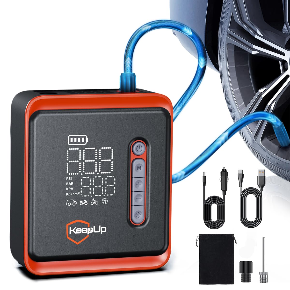 KeepUp ポータブルタイヤインフレーター NW05-P Amazon.com: KEEPUP Portable Tire Inflator Air Compressor 150PSI