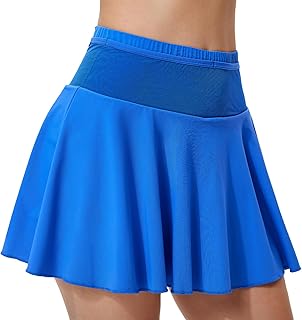 Faldas de tenis para mujer con pantalones cortos integrados, falda atlética de cintura alta, tela de nailon y elastano, cómodas y flexibles, color azul
