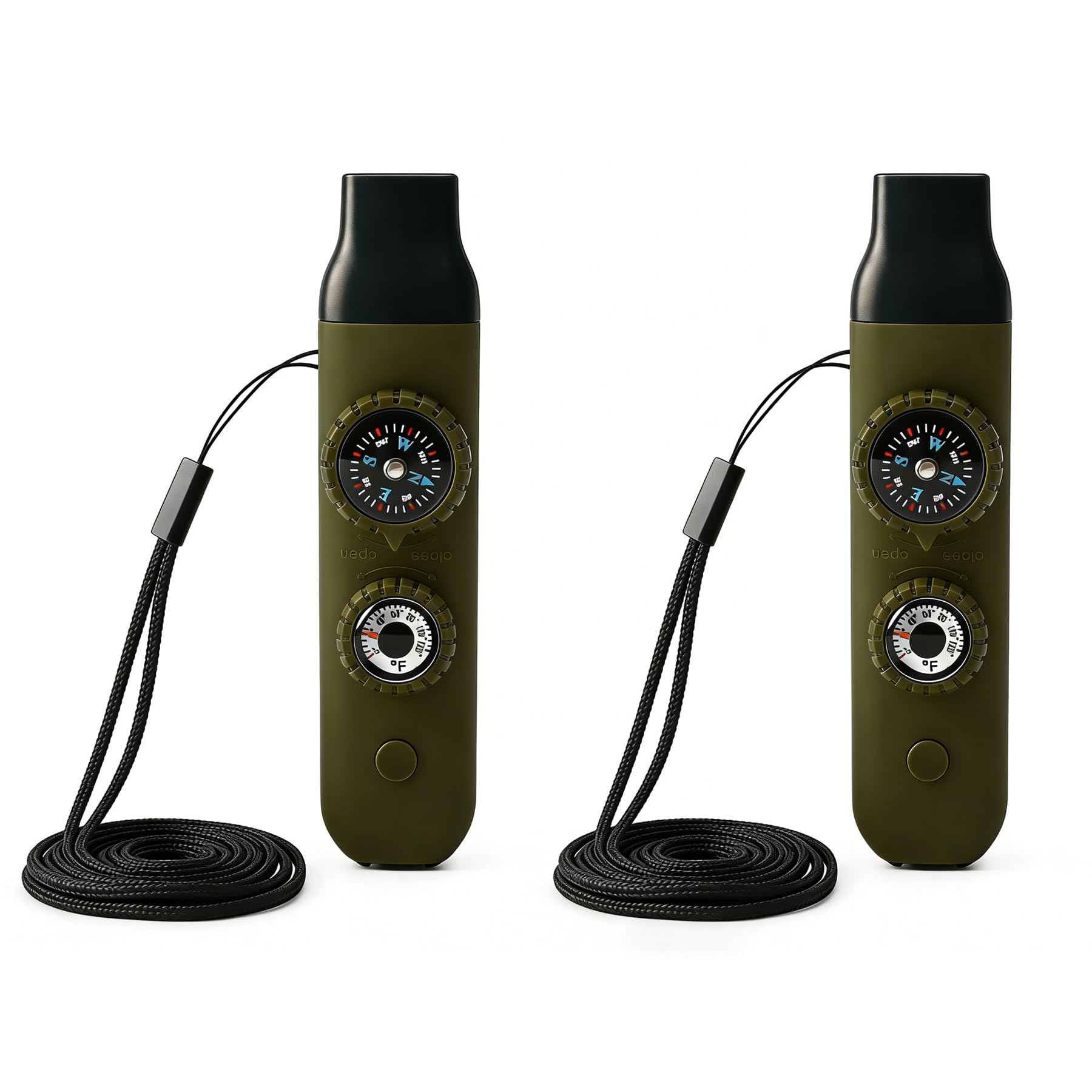 7-in-1 multifunctional emergency whistle,outdoor survival whistle with compass,thermometer,magnifying glass and lanyard,built-in LED light,suitable for hiking,camping,safety and rescue training