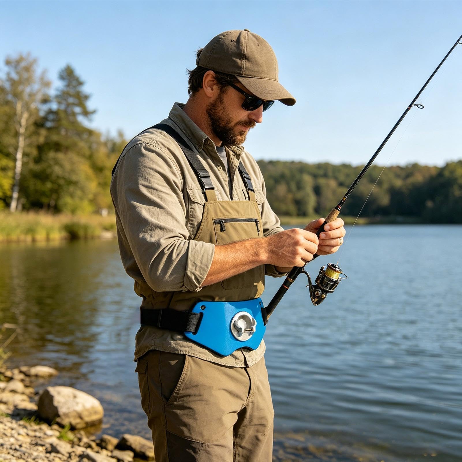Uchwyt Brzuszny Górny Aluminiowa Stopowa Regulowana Ochrona | Wędkarski Pierścień Do Pępka Na Lato Plaża Rejs Wakacje Rzeka Jezioro Płycizna Jigging Trolling Casting Strumień