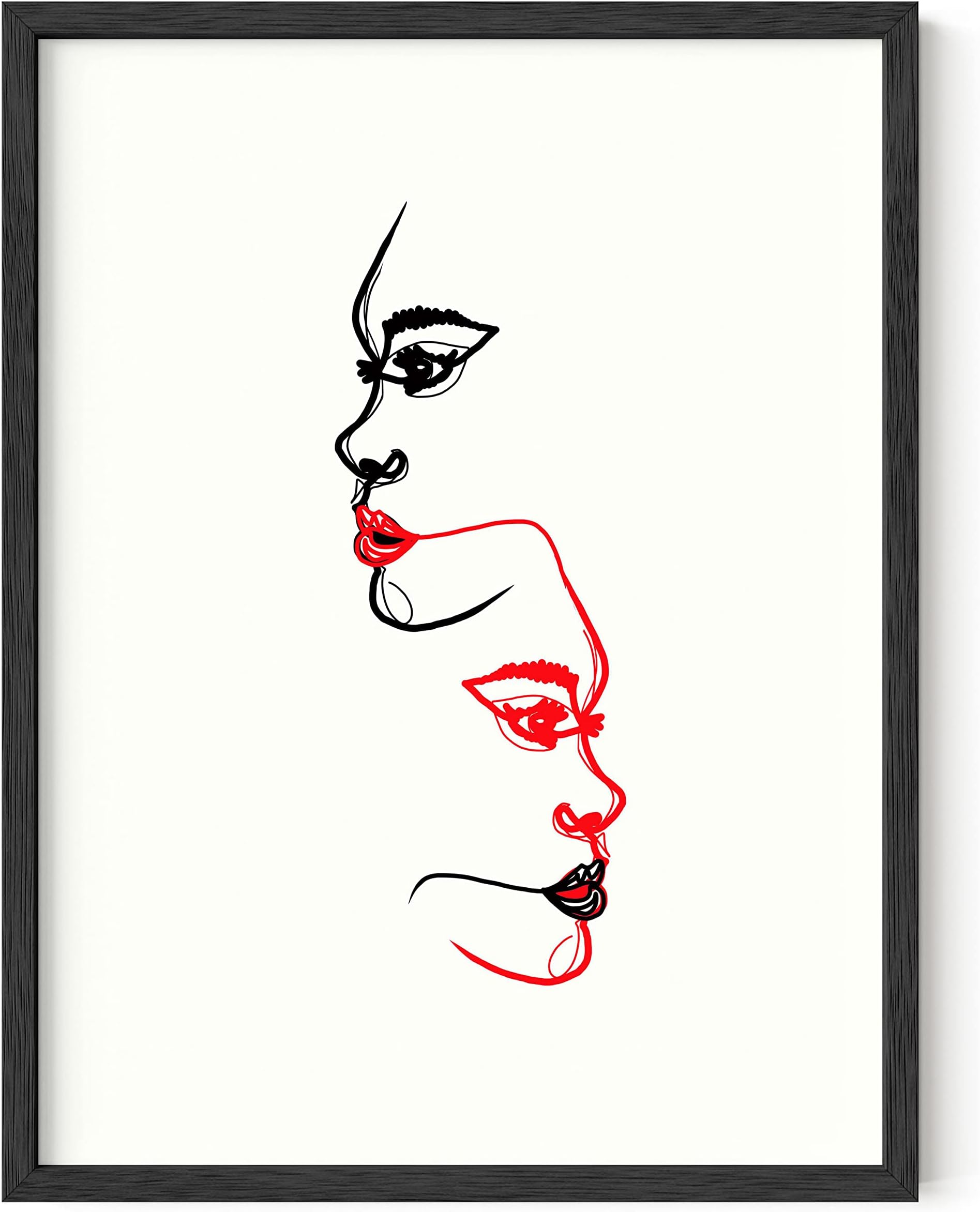 Two Faced Minimalist Wall Art Print by Haus and Hues | Modern Contemporary Minimalist Line Art | Minimalist Home, Office, Apartment, Wall Decor | Unframed/Frameable Poster Wall Decoration | 12” x 16”