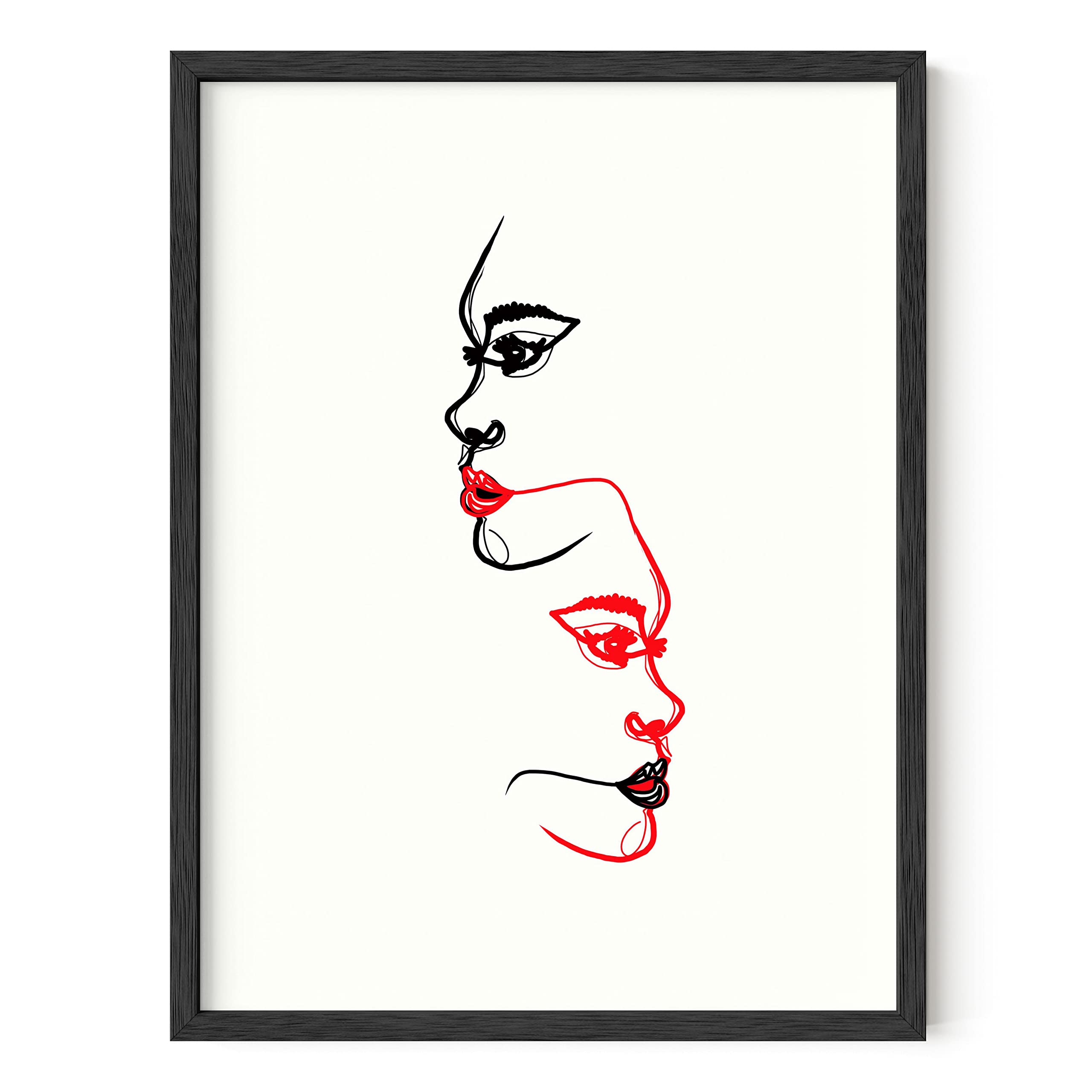 Two Faced Minimalist Wall Art Print by Haus and Hues | Modern Contemporary Minimalist Line Art | Minimalist Home, Office, Apartment, Wall Decor | Unframed/Frameable Poster Wall Decoration | 12” x 16”