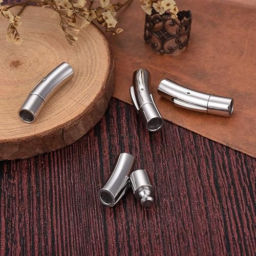 Miniatura 4 de DanLingJewelry 10 piezas de acero inoxidable 304 de cuero de cierre de extremo de cierre integral joyería hallazgos para hacer joyas ajuste 0.197 in