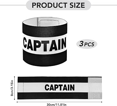 3Pcs Captain Arm Bands for Soccer, Black Adjustable Soccer Captain Armband, Arm Bands Football for Adults Youth Rugby Basketball Volleyball Teams