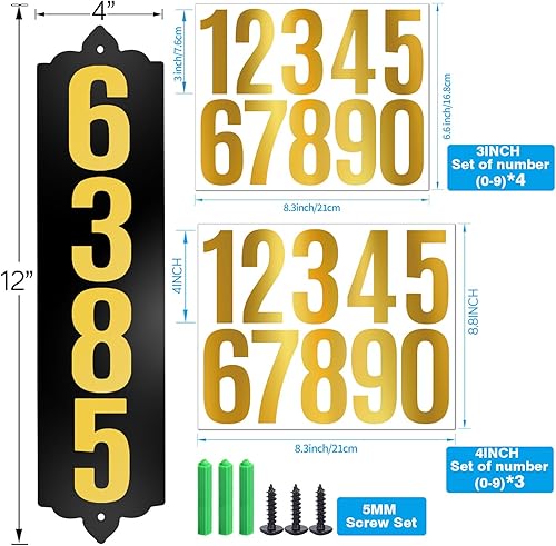 Vista 167 de Placa de dirección de metal personalizada, letreros de números para placa de pared de casa, letrero de dirección de nombre de calle, números de casa