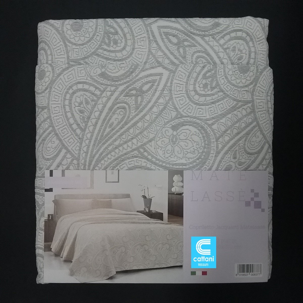 Colcha de matrimonio estivo fina de Jacquard Matelassé con dibujo relieve blanco