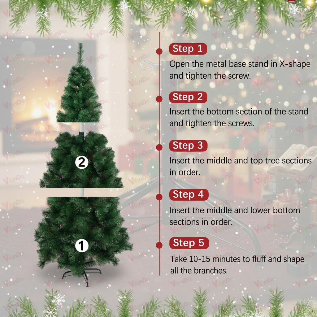 VikriDA 7.5ft Artificial Pine Christmas Tree - Easy Setup! -8 VikriDA 7.5ft Artificial Pine Christmas Tree - Easy Setup! -8