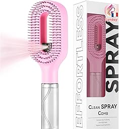 Magic Detangling Hair Brush with Built-in Spray, Anti-Static Magic Brush for Fine and Fragile Hair, Scalp Massage, Moisturizing Spray 2-in-1, Pink