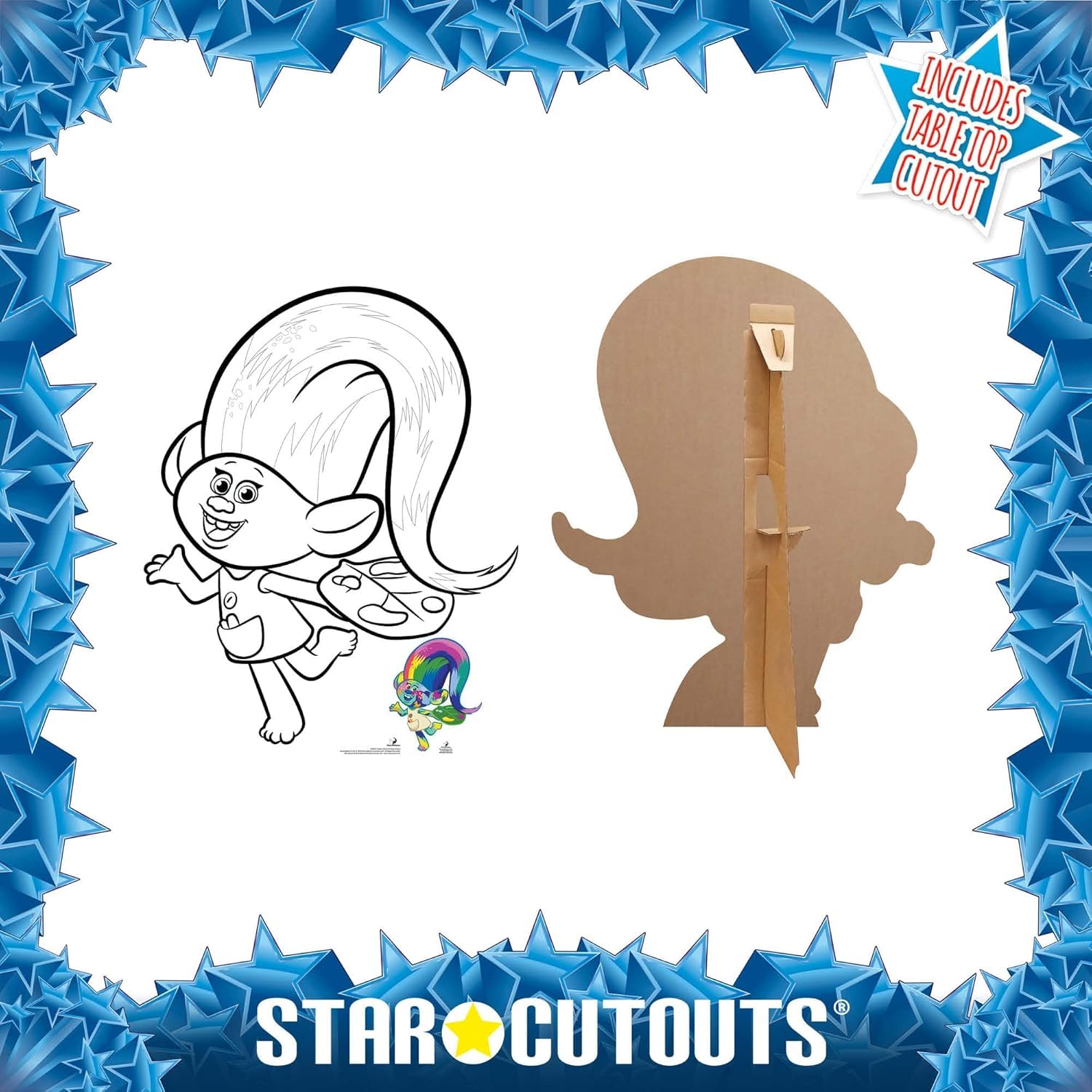 STAR CUTOUTS SCC12 Trolls Party Craft with Harper Colour and Keep Cut Out with Poppy Mega Mask 75cm Tall
