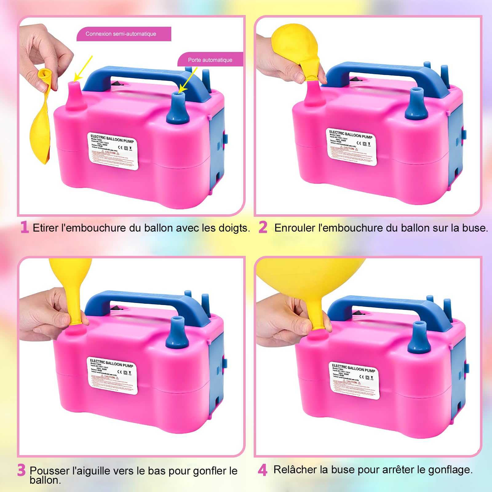 Bomba de globos eléctrica,Bomba de globos eléctrica de 220 V 600 W inflador Bomba de globos,Doble boquilla inflador Bomba portátil para fiestas,Bodas cumpleaños decoración