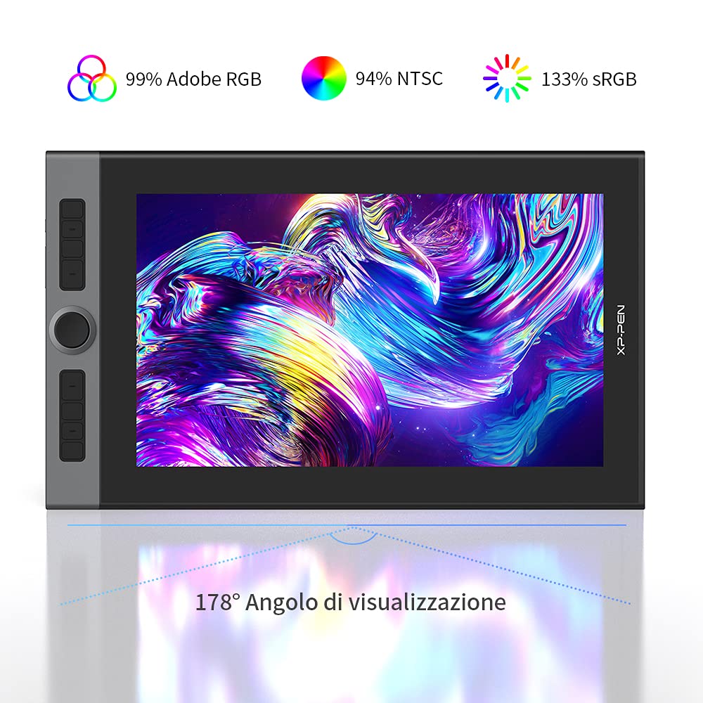 XP-PEN Artist Pro 16 Tavoletta Grafica con Schermo Full-Laminato da 15,4 pollici, 133% sRGB, Display con Penna senza batteria con X3 Smart-Chip, per il disegno professionale