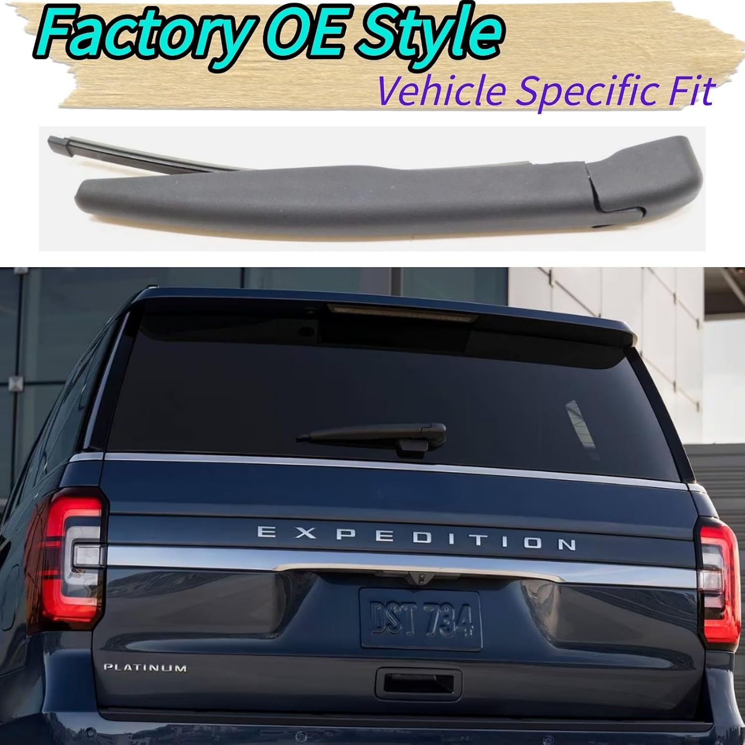 Rear Wiper Blade & Arm Replacement for Ford Expedition 2018-2024 OEM Fit for Max King Ranch Limited Platinum SSV XLT Timberline XL STX Models Back Windshield Wiper Blade for 2023 2022 2021 2020 2019