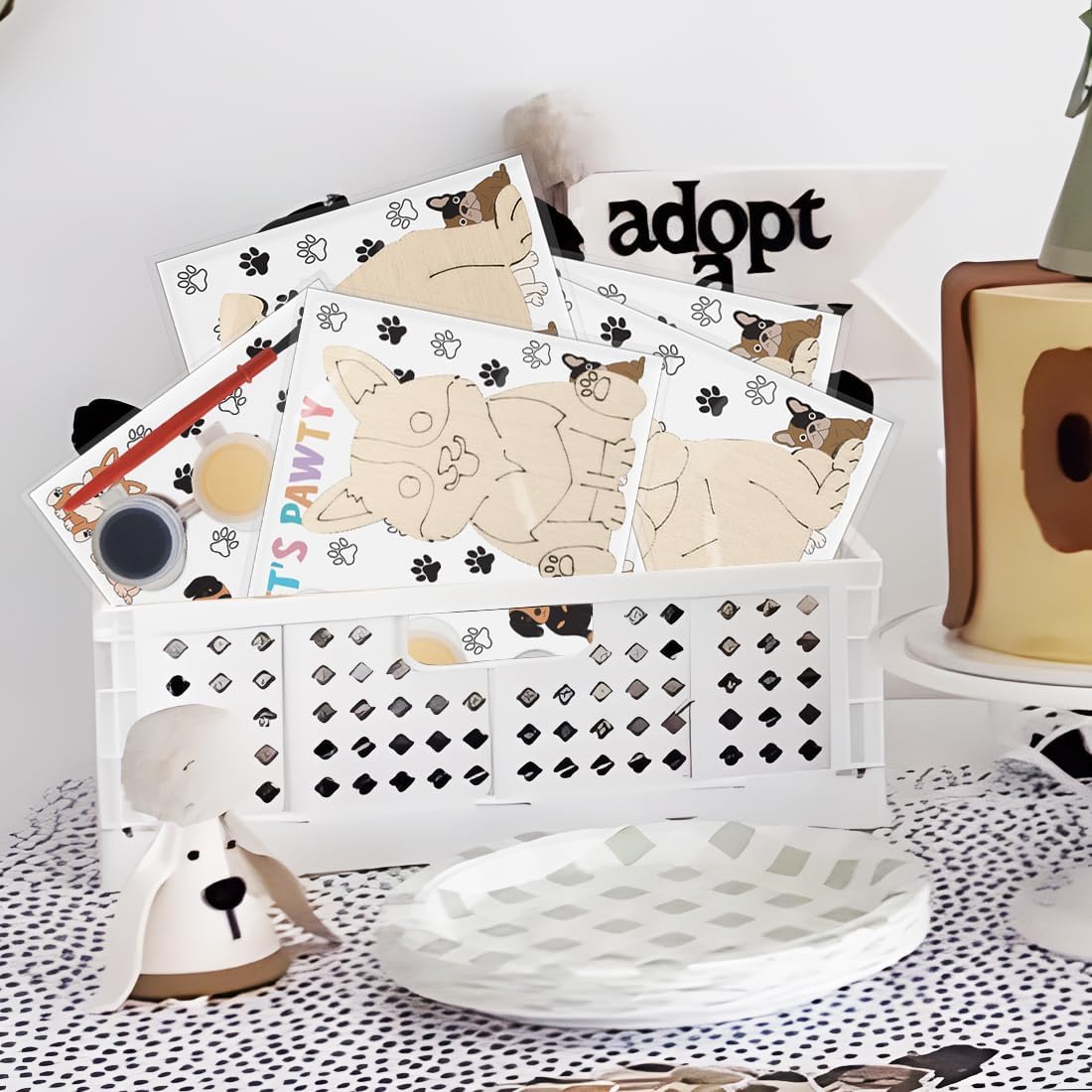 Dog Party Favors 24 Pcs Dog Themed Wooden Painting Craft Kits Dog Birthday Party Decorations Dog Party Supplies Return Gifts For Dog Goodie Bags Stuffers