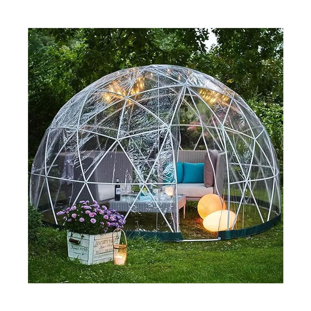 Amieron Garten-Iglu-Zelt, 3,6 m, Blasenzelt für Winter-Camping, bietet Platz für 5–7 Personen mit kostenloser 90 cm langer Lichterkette für Outdoor-Essen, Hinterhof, Camping, Sternenbeobachtung Sport & Freizeit