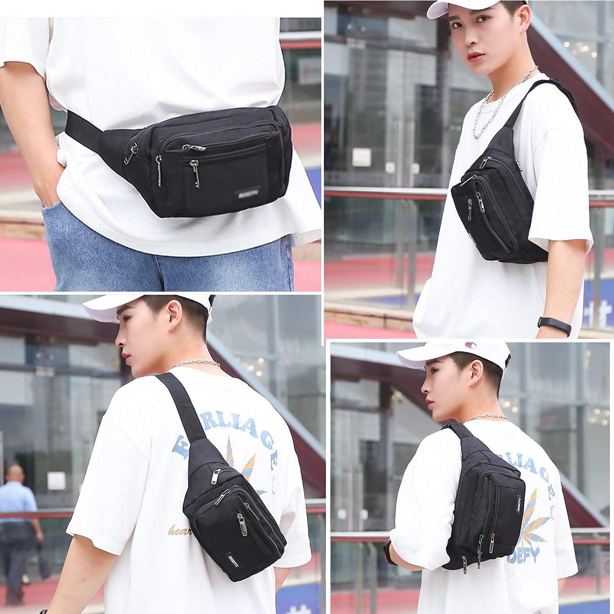 Banane Homme Sac Bananesacs Femme Bananes de Randonnée Sacoche Bandoulière Sac de Ceinture Outdoor Sport Waist Pack Fanny Pack(Noir Sac Banane)