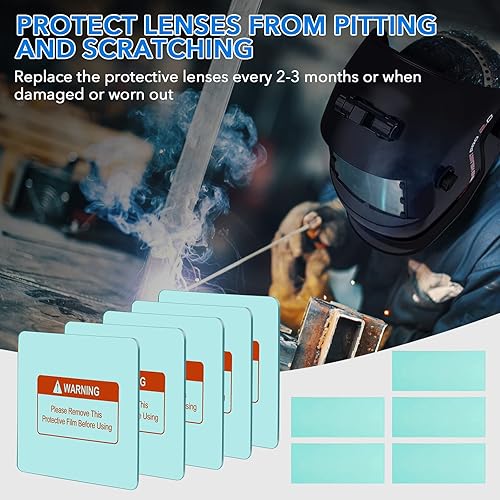 Miniatura 5 de Lente de repuesto para casco de soldadura, cubierta exterior transparente para oscurecimiento automático, casco de soldadura, 5 exteriores (4.5 x
