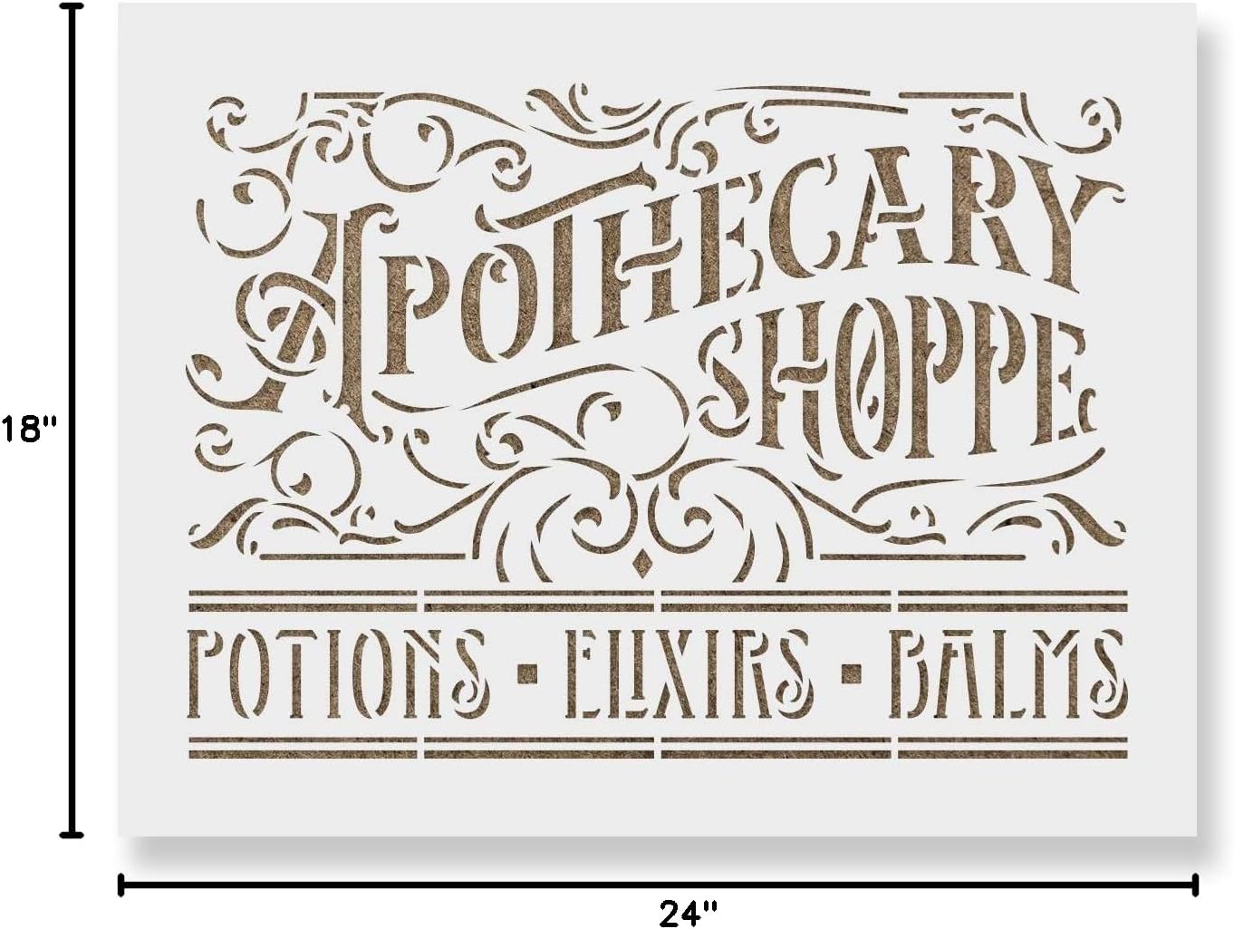 Apothecary Shoppe Stencil - Pharmacy Decor, Medical Art, Shoppe Stencil, Rustic Template, Apothecary Stencil