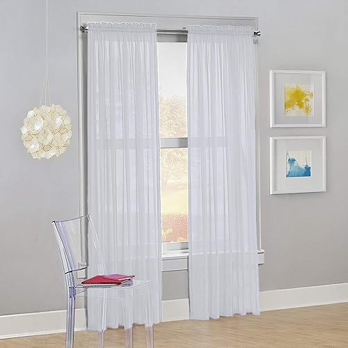 Miniatura 4 de Juego de 2 cortinas transparentes de gasa para ventana.