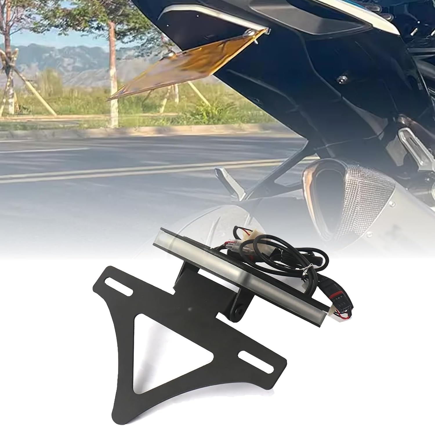 Motorcycle License Plate Holder Fit for S1000RR Plate Bracket with Turn Signal Compatible with BMW S1000RR Tail Tidy Fender Eliminator Kit S1000RR (2019-2024) License Plate Holder Fender Tailstock