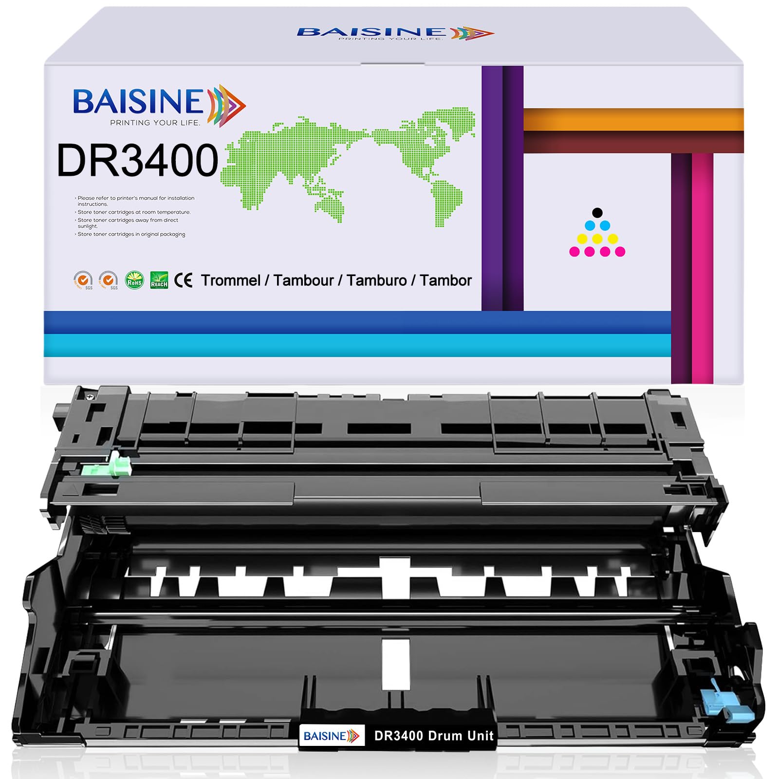 BAISINE DR-3400 Tamburo Compatible con Brother DR3400 Tamburo per Brother HL-L5000D HL-L5100DN DCP-L5500DN HL-L5200DW MFC-L5750DW MFC-L5700DN MFC-L6800DW DCP-L6600DW HL-L6250DN L6300DW L6400DW