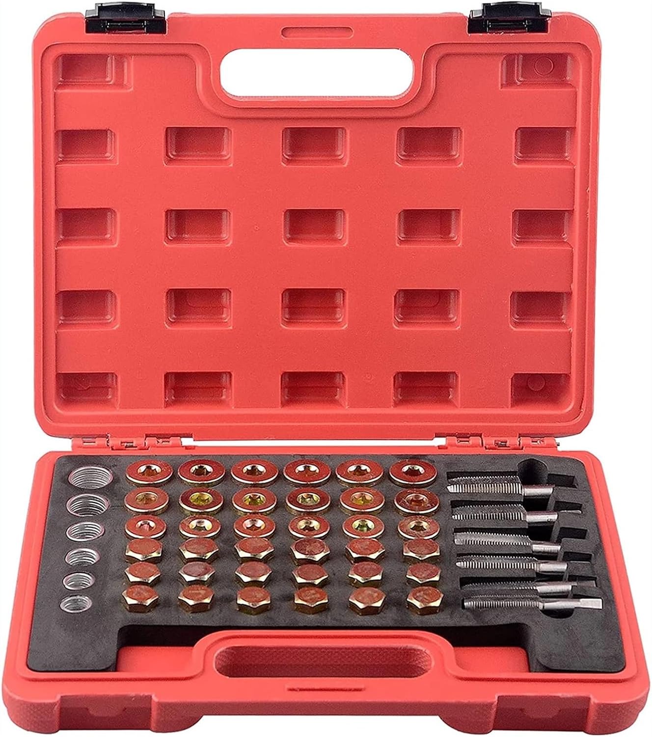 Oil Drain Thread Repair Kit 114pc Rethreading Kit Metric Universal Oil Pan Drain Kit Screw Tap Tool Set