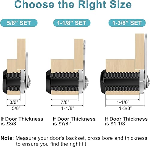 Miniatura 3 de Cerradura de leva para gabinete con llave con acabado negro, cilindro de 1-18 pulgadas de longitud. Se adapta a 78 pulgadas de grosor máximo del