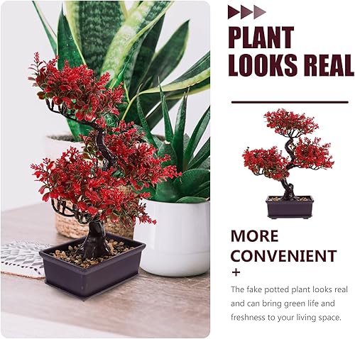 Miniatura 6 de Árbol bonsái artificial, árbol bonsái falso realista, plantas falsas de interior, planta sintética en maceta, planta bonsái de pino japonés, planta