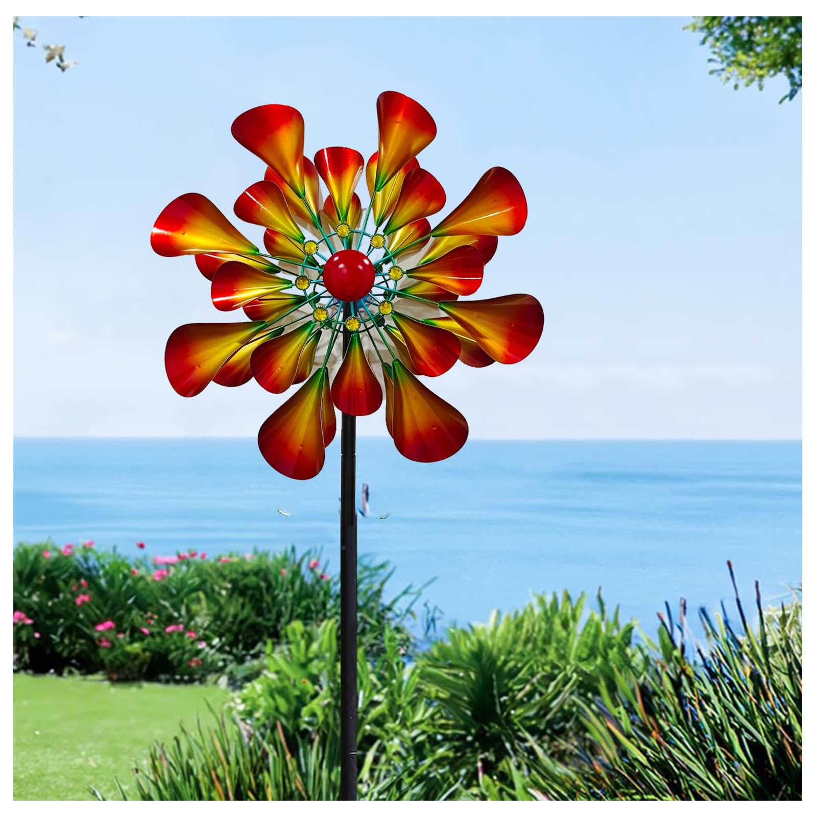 81 Pollici Girandola Girandola Spaventa Uccelli Doppio Rotore A Doppia Direzione A 360° Spinner Da Giardino Whirligigs per giardino, patio, prato