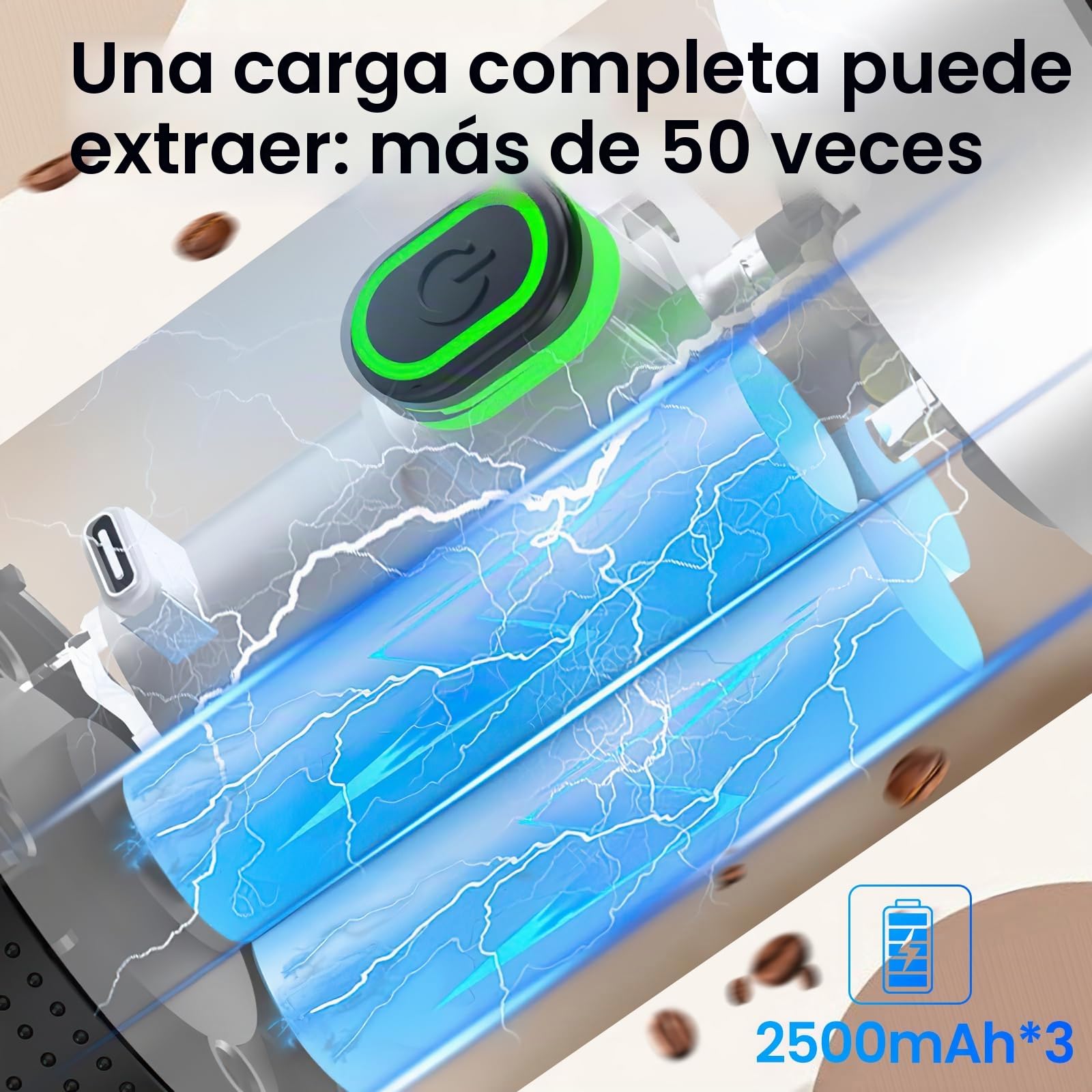 Kouamor Cafetera Portatil, 3 En 1Cafetera Espresso Eléctrica, Extracción Inteligente, Cápsulas Grandes y Pequeñas y Café en Polvo, Carga USB, Cafetera Expreso para 12V Automotriz y Camping (Negro)