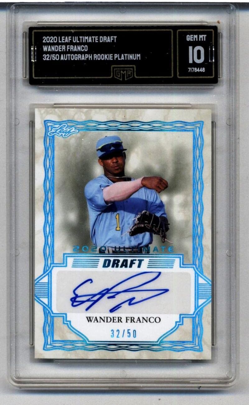 2020 Leaf Ultimate Draft #BA-WF1 Wander Franco RC Rookie AUTO 32/50 Baseball Trading Card Graded (GMA 10 GEM MINT) Tampa Bay Rays