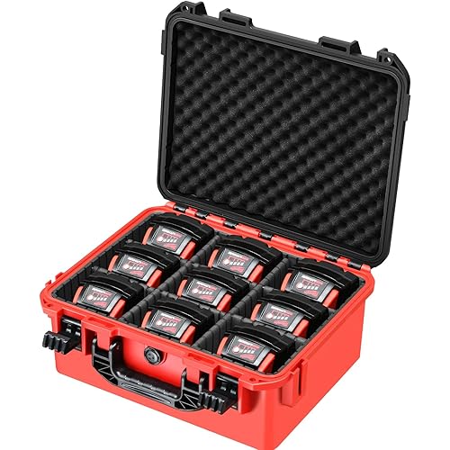 Battery Storage Case for Milwaukee M18: Waterproof Hard Carrying Case Organizer with 9 Divider for Milwaukee M18/M12 Tool Battery Pack 18V/12V 1.5/2.0/3.0/4.0/5.0/6.0/6.5/8.0/9.0Ah Charger (Case Only)