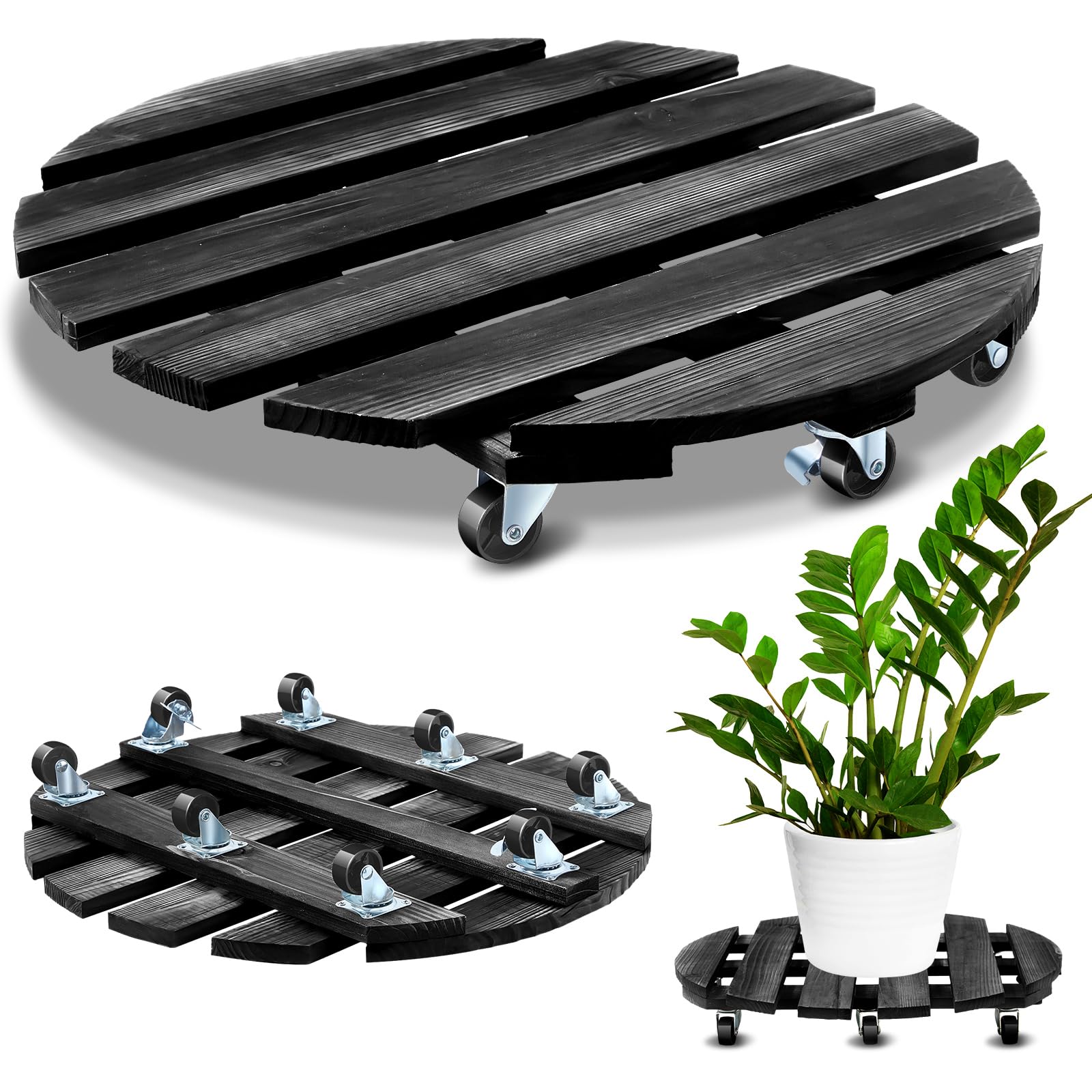 Taiyin 1 Pcs 20 Inch Plant Stand with Lockable Wheels Heavy Duty