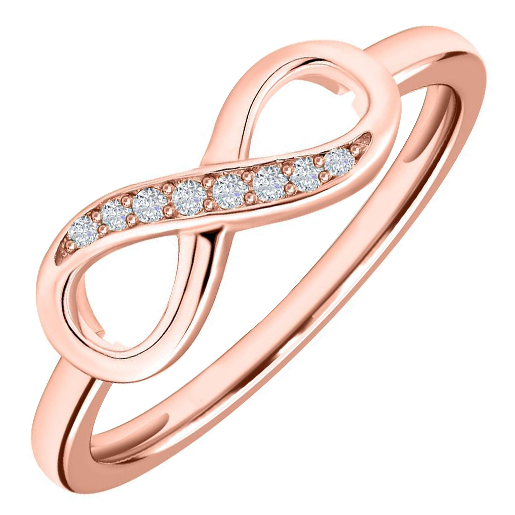 TJCInfinity Ring with Cubic Zirconia CZ in Rose Gold, Yellow Gold and Platinum Plated | Promise Rings for Couples Forever Love Ring for Teen Girls | Ladies Rings with Gift Box