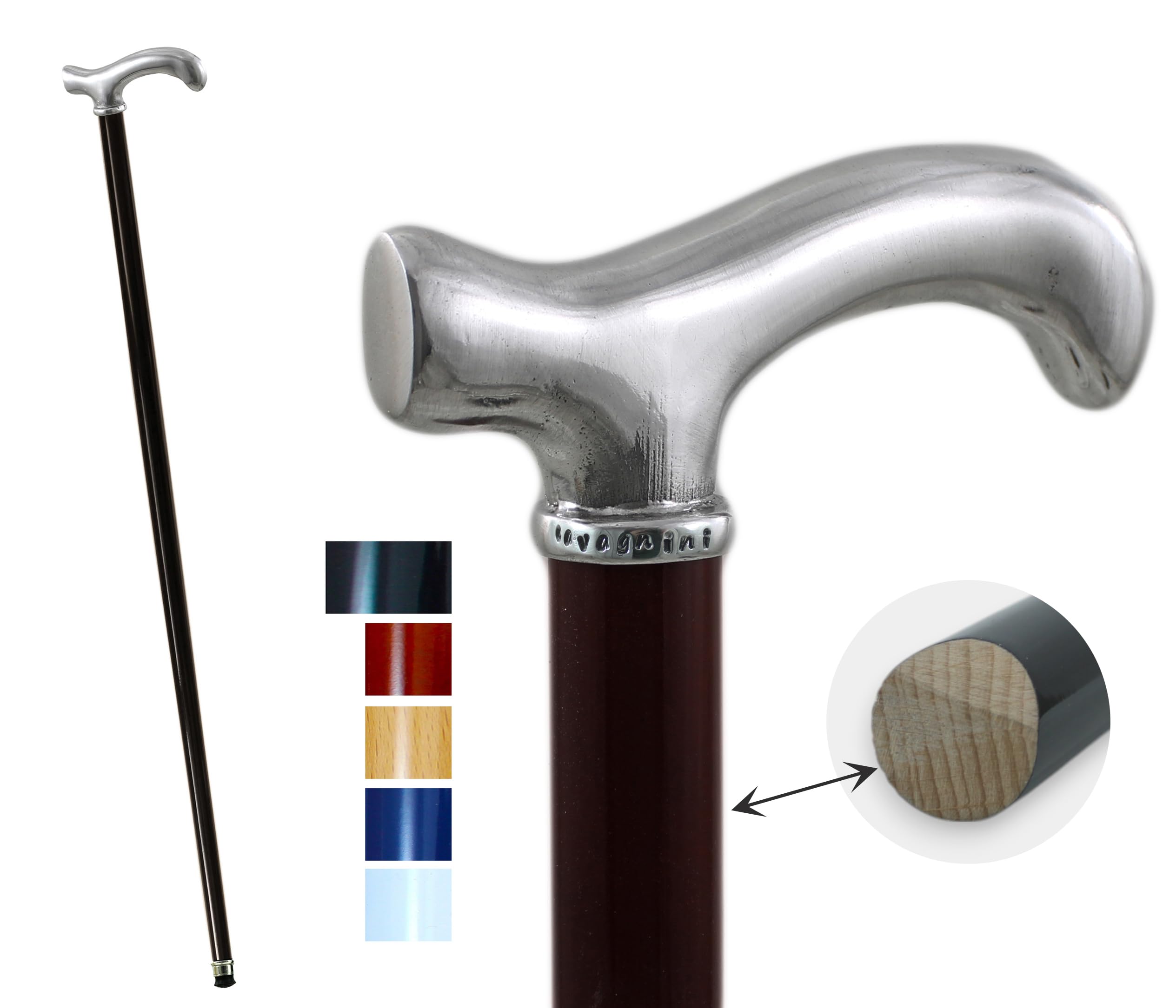 Gehstock CAVAGNINI Eleganter Zeremonie- Holz- für Senioren Damen und Herren- Länge anpassbar (Derby- Braun)