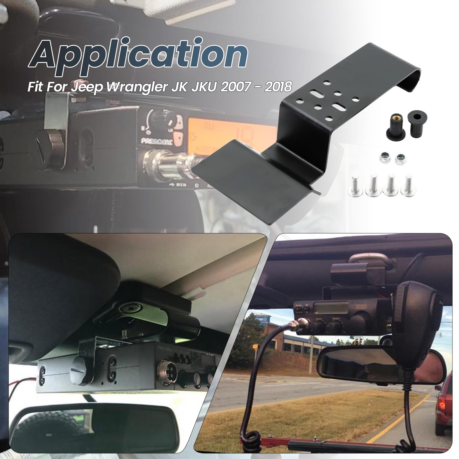 Zestaw wsporników montażowych radiowych antena CB pasuje do Jeep Wrangler JK JKU 2007 2008 2009 2010 2011 2012 2013 2014 2015 2016 2017 2018 zamiennik 1150395 1150395 .95