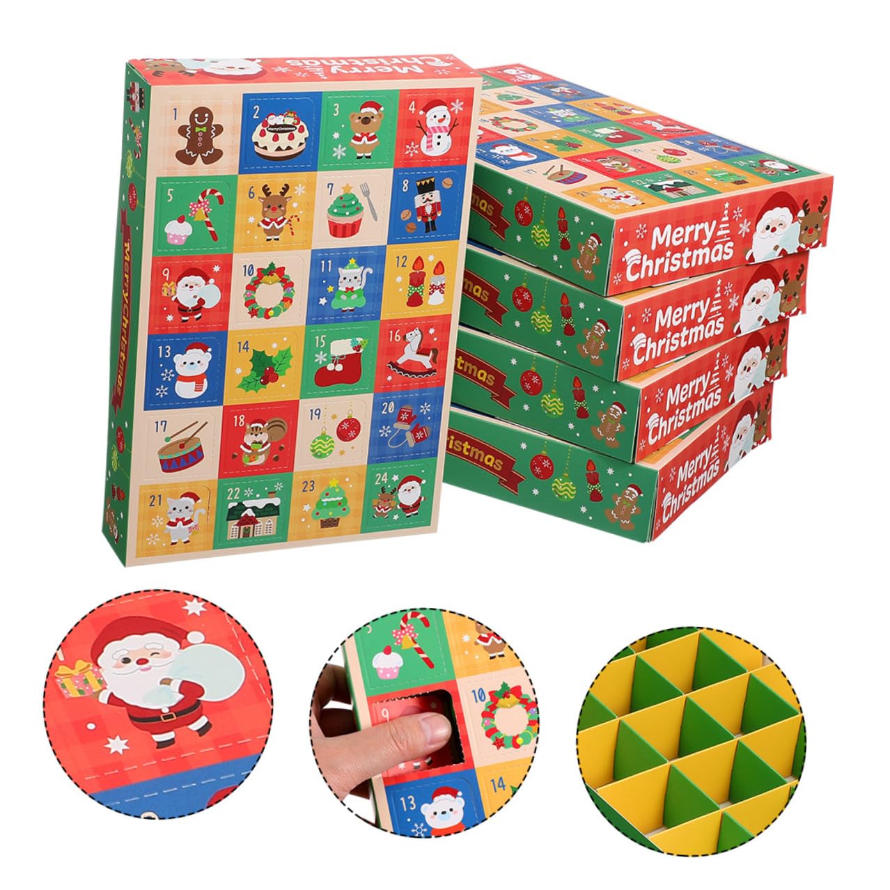 BESPORTBLE Adventskalender Countdown Boxen 15 Stück mit 24 Fächern Leere Schokoladenschachteln zum Befüllen für Kinder und Familien Selbstgemacht Weihnachtskalender 2025