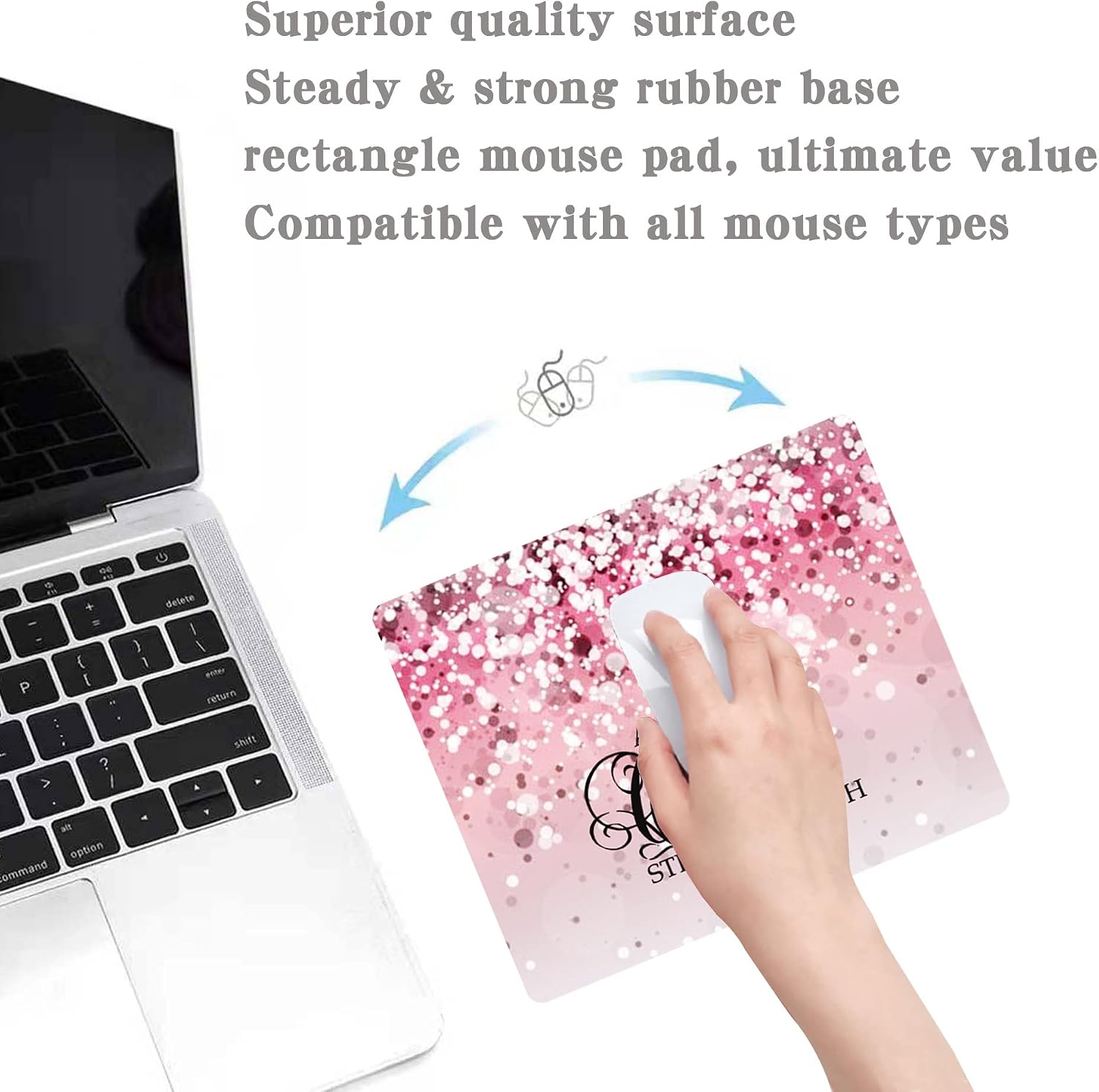 Pink Mouse Pads for Desk,Cute Bible I Can Do All Things Unique Design Computer Mousepad with Non-Slip Rubber Base for Women,Desk Pad Mousepads Computer Mouse Pads Laptop Wireless Mouse image 3