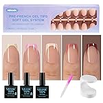 Misssix French Tip Press On Nails, 160Pcs French Gel Nail Tips, Short Square Soft Gel Fake Nails, X-BASIC Tips Starter Kit for Nail Art DIY 16 Sizes