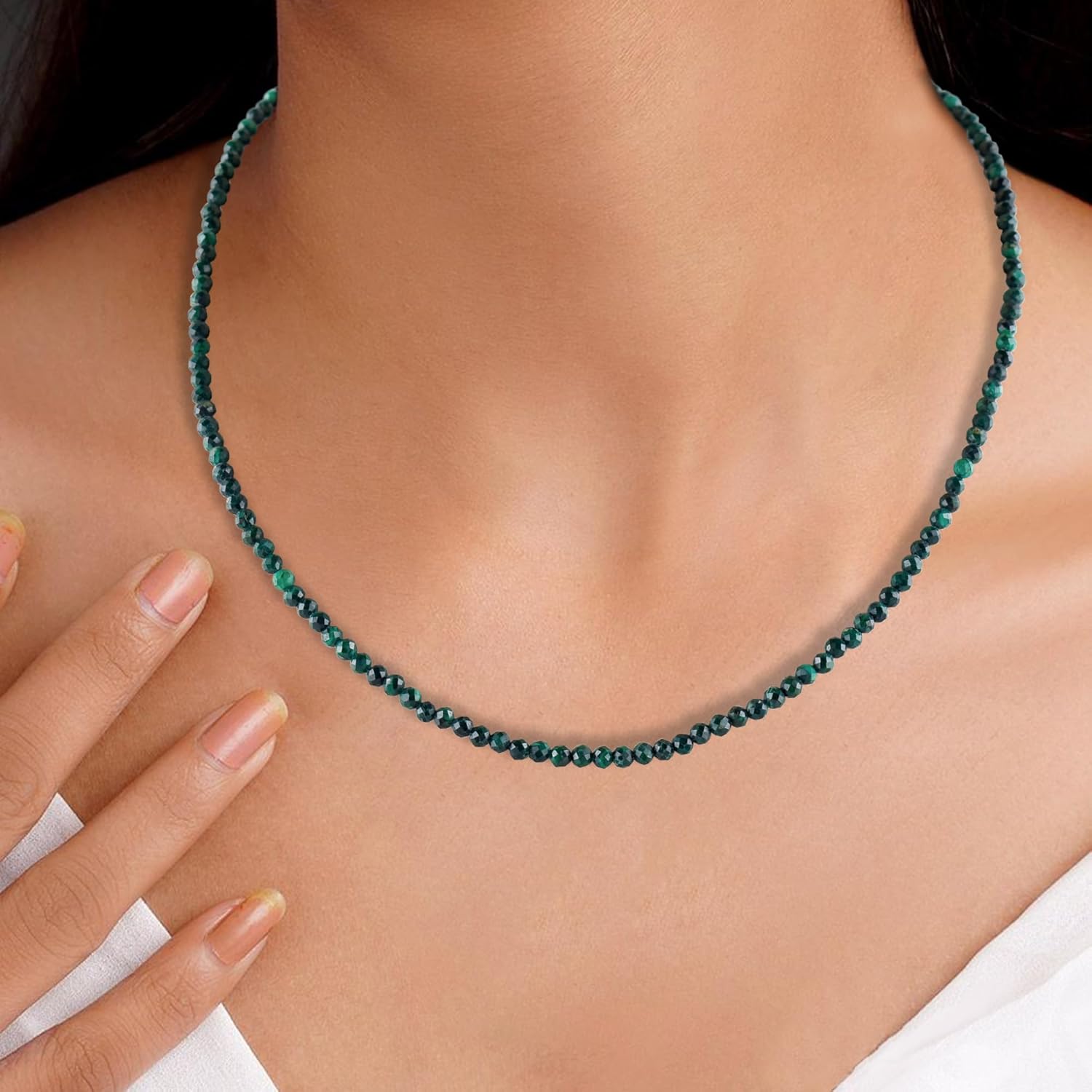 OdrillionGems Gemstones Beaded Choker Necklace, Rhodium 925 Sterling Silver Women Jewelry, Energy Healing Crystals, Handmade, Birthstone, Valentine Gifts - Image 2