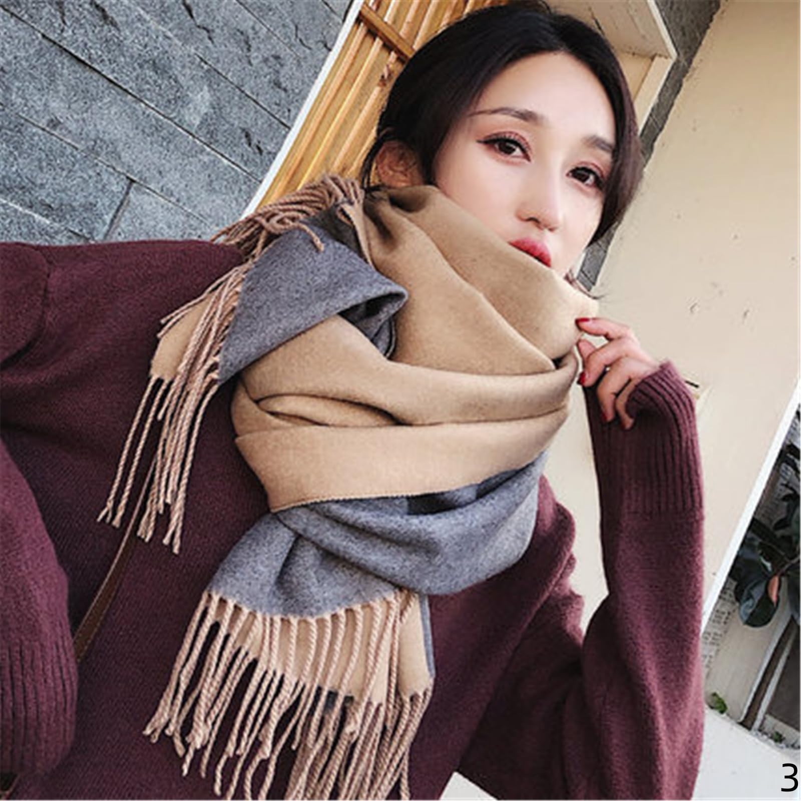 Foulard Donna Sciarpa Lunga E Calda, Versatile, A Doppia Faccia, Da Donna, Per Studenti Uomini Adatti All'autunno All'inverno