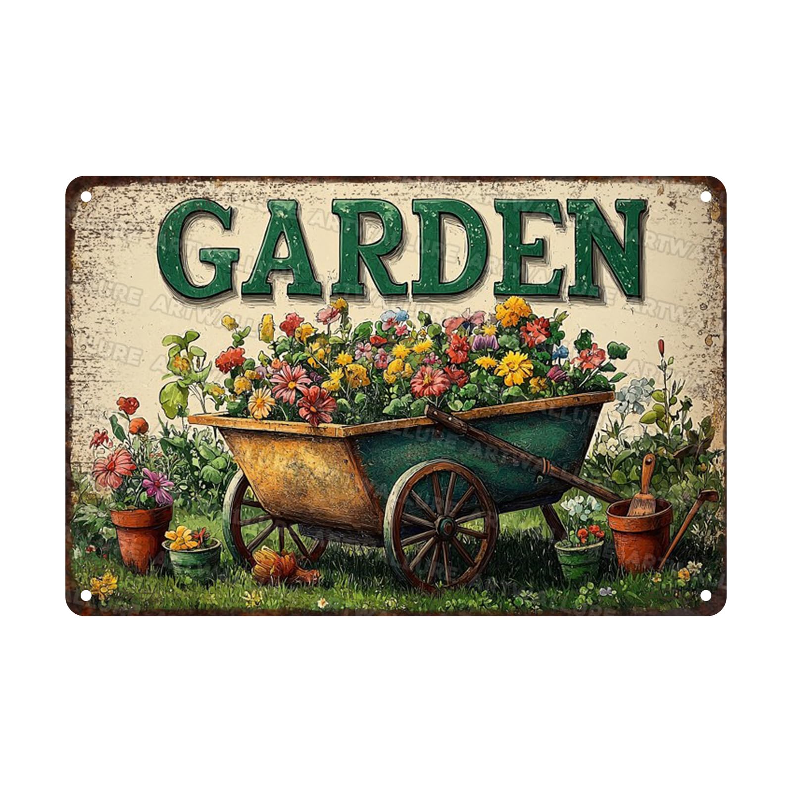 Retro Metal Tin Plaque Welcome to My Garden Rustic Wall Art Farmhouse Decor for Patio Yard Garden Outdoor 8x12inch