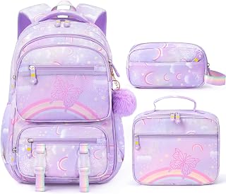 Fimibuke 3PCS Kids Backpack for School Girls with Lunch Box & Pencil Case