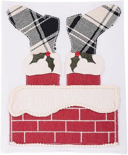 Glory Haus Paños de té Santa Down The Chimney – Ropa de cocina festiva para las vacaciones, diseño rústico de granja de Papá Noel, hecho con cuidado