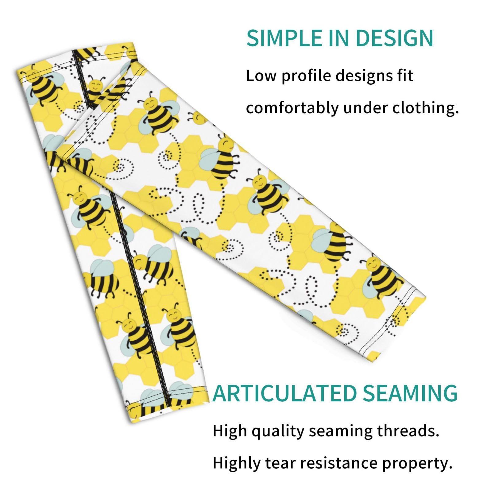 Salelf Cheerful Bumble Bees Arm Sleeves Cooling UV Sun Protection Sports Compression Sleeves for Men Women Golf Basketball Arm Sleeves