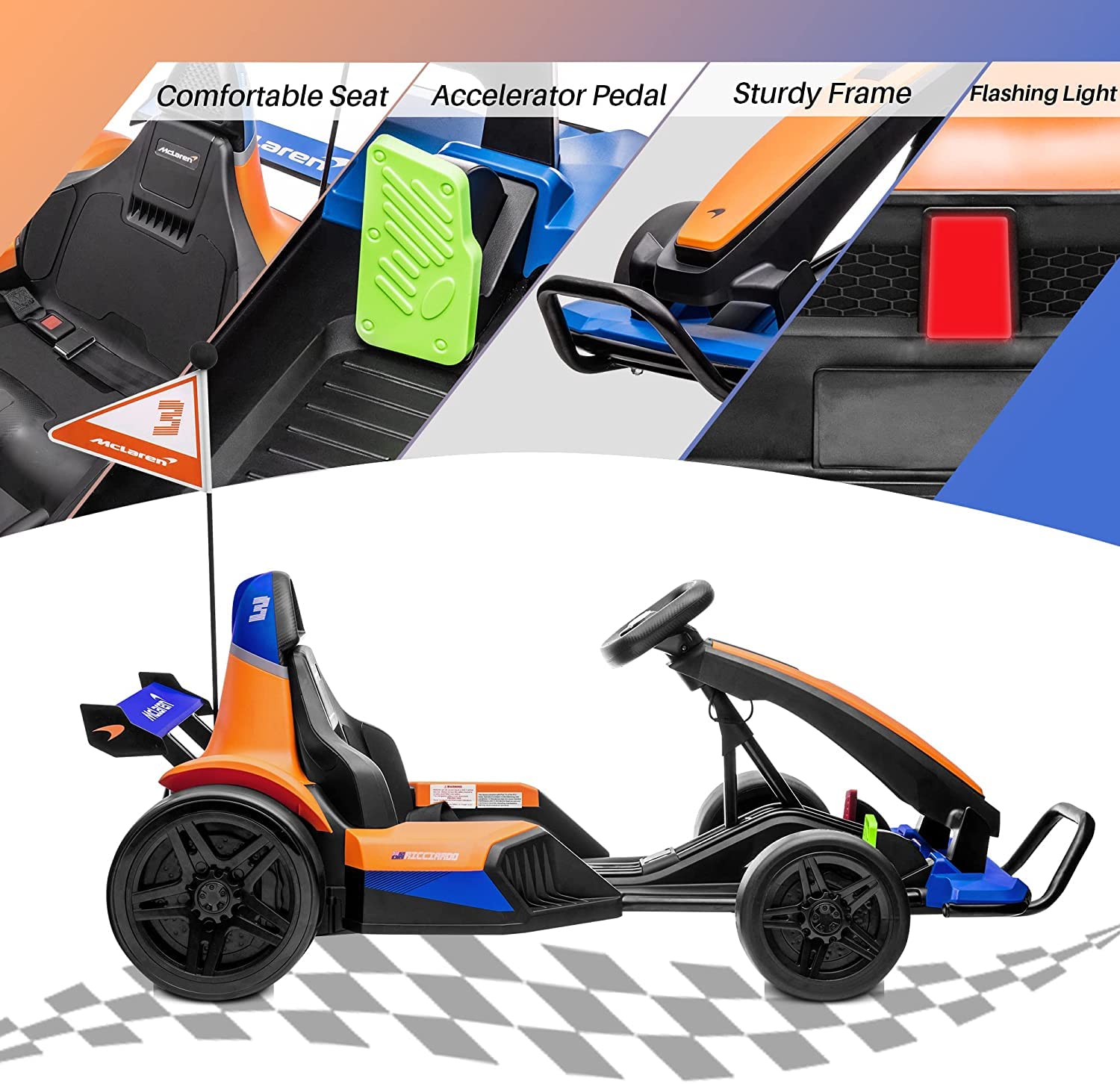 Buy Electric Go Kart Drift Kit, 24V Licensed Mclaren Battery Powered Ride On Toy Race Pedal